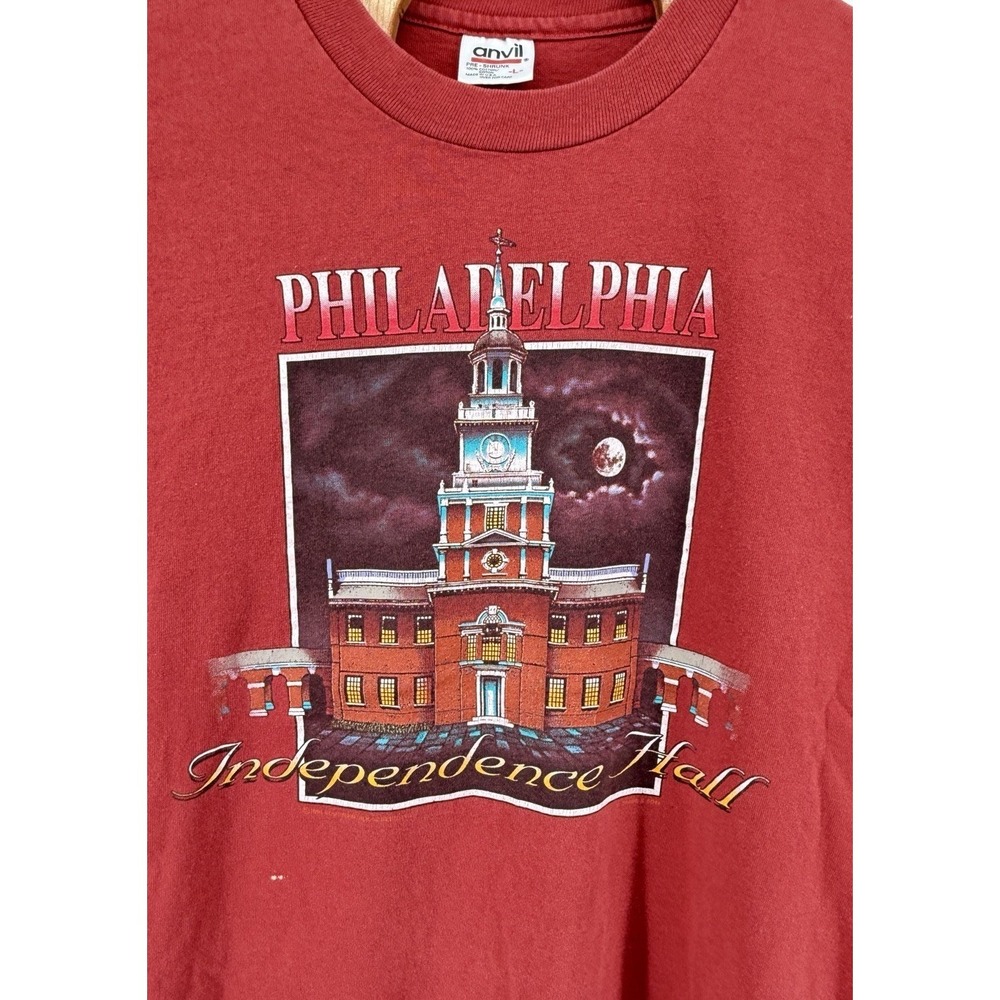 Vintage 90's Philadelphia Independence Hall T Shirt Anvil Made In USA Large